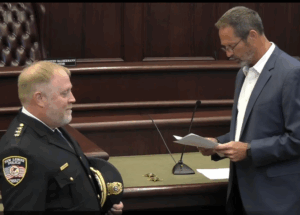 New Lenox Swears In New Police Chief Micah Nuesse, Deputy Chief Brandon Tilton