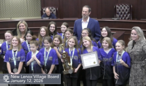 Cheerleaders Recognized at Village Board Meeting